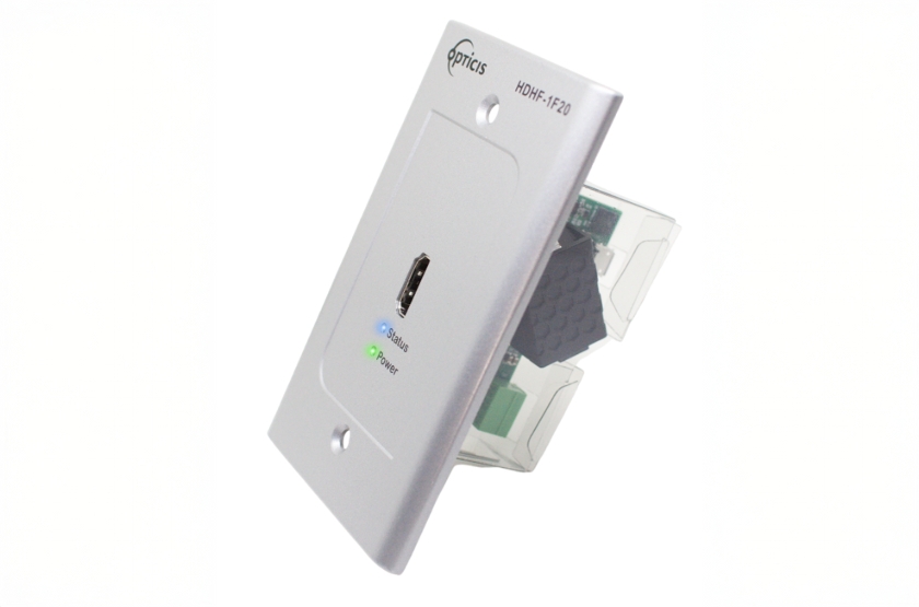 HDHF-1F20 HDMI 2.0 Fiber Optic Wall Plate Extender | 4K 60 Hz • 300 m LC Fiber • HDCP 2.2