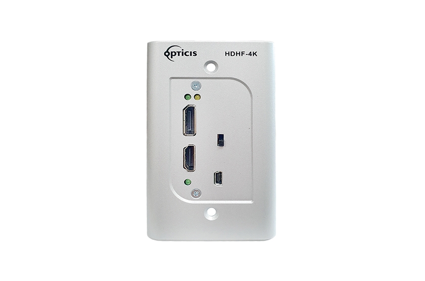 HDHF-4K HDMI 2.0 & DisplayPort 1.2 Wall Plate Converter | 4K 60 Hz • 300 m LC Fiber • Multi-Format Optical Extender