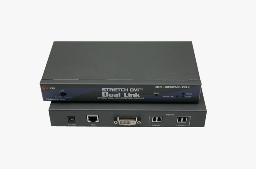 M1-3R2VI-DU Dual-Link DVI Optical Extender | 2,000 m Transmission • Self-EDID • LC Fiber • WQXGA 2560×1600 60 Hz