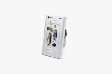 MVDF Multi-Format Wall Plate Converter | DVI • VGA • S-Video • Composite to Optical DVI • 500 m SC Fiber MVDF, multi-format video converter, DVI VGA S-Video Composite to DVI, optical DVI wall plate, SC multimode fiber 500m, WUXGA 1920x1200 60Hz, SXGA 1280x1024 upscaling, Self-EDID DVI VGA, auto signal detection wall plate, mini USB firmware update, DVFX-100-RX compatible, medical AV converter, control room DVI extender, Opticis MVDF wall plate, 1-gang video converter