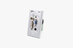 MVDF Multi-Format Wall Plate Converter | DVI • VGA • S-Video • Composite to Optical DVI • 500 m SC Fiber MVDF, multi-format video converter, DVI VGA S-Video Composite to DVI, optical DVI wall plate, SC multimode fiber 500m, WUXGA 1920x1200 60Hz, SXGA 1280x1024 upscaling, Self-EDID DVI VGA, auto signal detection wall plate, mini USB firmware update, DVFX-100-RX compatible, medical AV converter, control room DVI extender, Opticis MVDF wall plate, 1-gang video converter